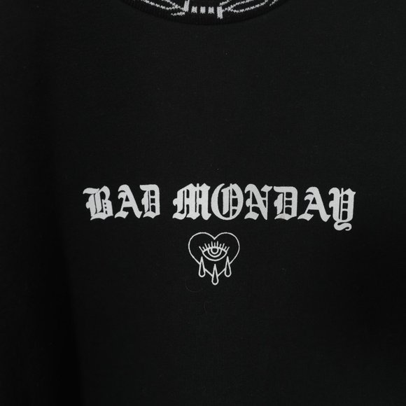 Bad Monday Barbed Cuff Black Crewneck Sweatshirt - Picture 6 of 10